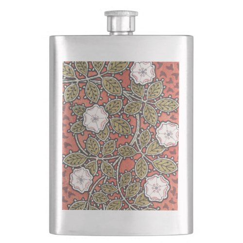 Wild Rose Art Illustration Flower Vintage Flask