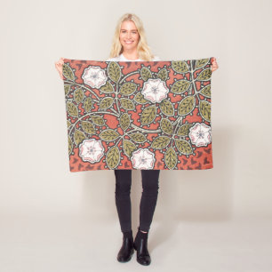 Wild Rose Art Illustration Flower Vintage Fleece Blanket