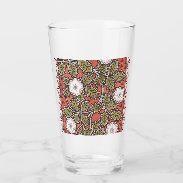 Wild Rose Art Illustration Flower Vintage Glass (Front)