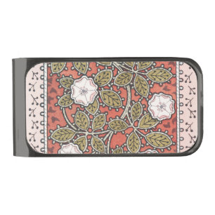 Wild Rose Art Illustration Flower Vintage Gunmetal Finish Money Clip