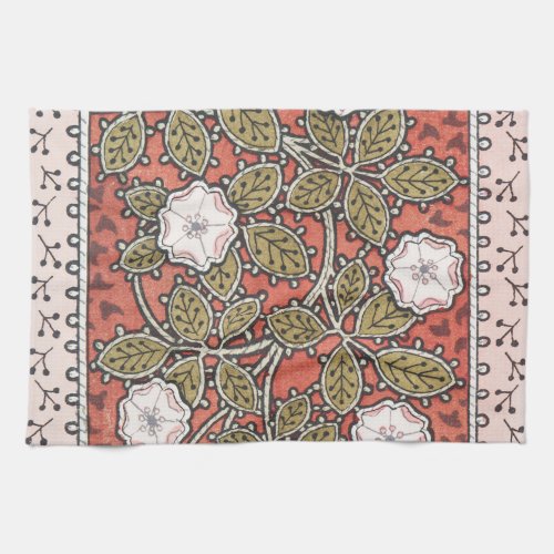 Wild Rose Art Illustration Flower Vintage Kitchen Towel