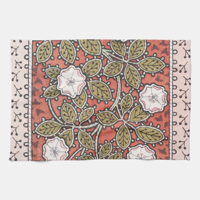Wild Rose Art Illustration Flower Vintage Kitchen Towel (Horizontal)