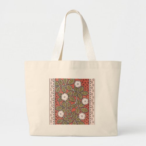 Wild Rose Art Illustration Flower Vintage Large Tote Bag