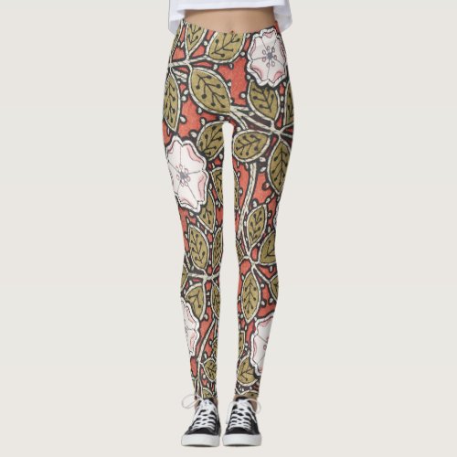 Wild Rose Art Illustration Flower Vintage Leggings