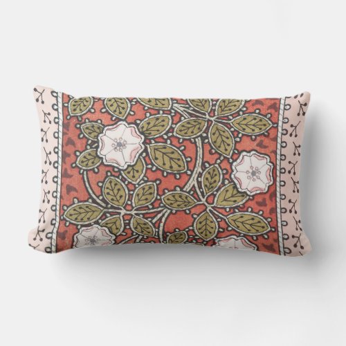 Wild Rose Art Illustration Flower Vintage Lumbar Pillow