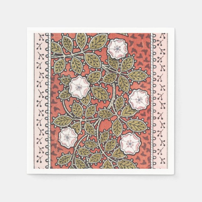 Wild Rose Art Illustration Flower Vintage Napkins (Front)