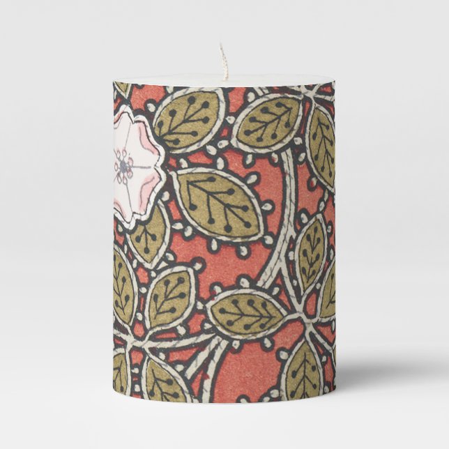 Wild Rose Art Illustration Flower Vintage Pillar Candle (Front)