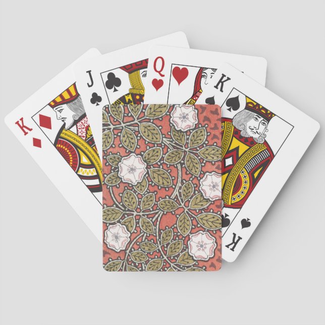 Wild Rose Art Illustration Flower Vintage Poker Cards (Back)