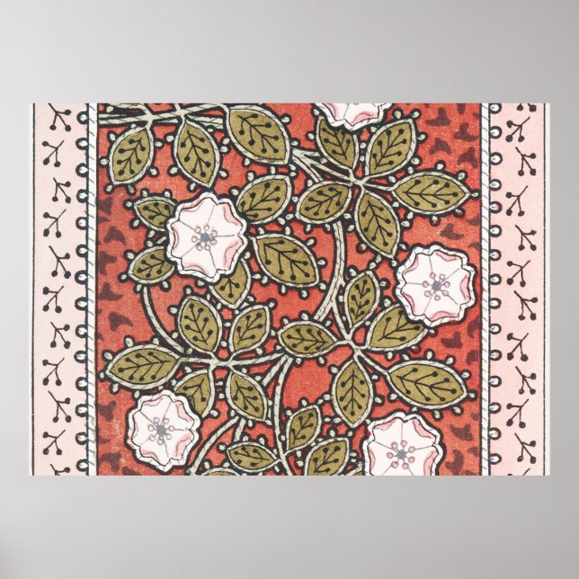 Wild Rose Art Illustration Flower Vintage Poster (Front)