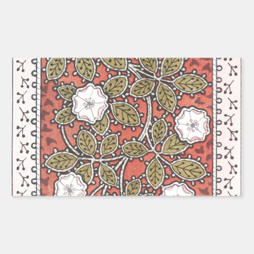 Wild Rose Art Illustration Flower Vintage Rectangular Sticker