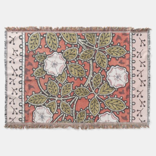 Wild Rose Art Illustration Flower Vintage Throw Blanket