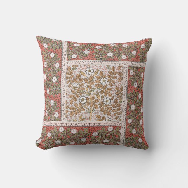 Wild Rose Art Illustration Flower Vintage Throw Pillow (Front)