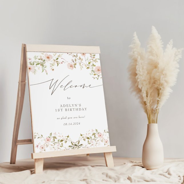 Wild Rose Baby First Birthday Welcome Sign (Creator Uploaded)