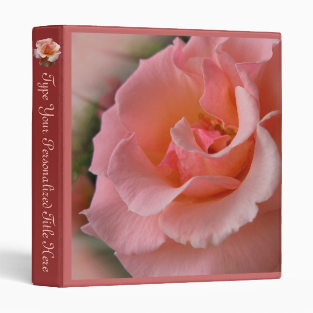 Wild Rose Binder Custom Peach Rose Photo Album (Front/Spine)