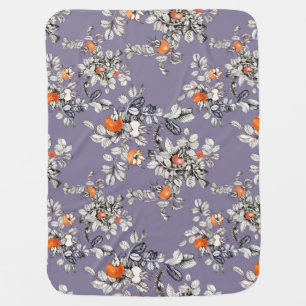 Wild Rose Branches: Purple Pattern. Baby Blanket