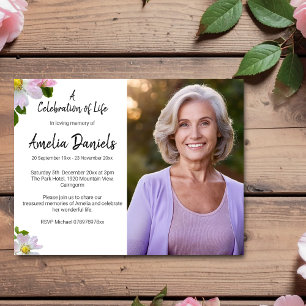Wild Rose Celebration of Life Photo Card