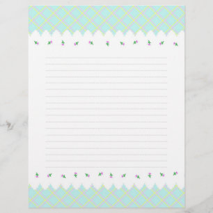 Wild Rose Check Mint Green Letterhead