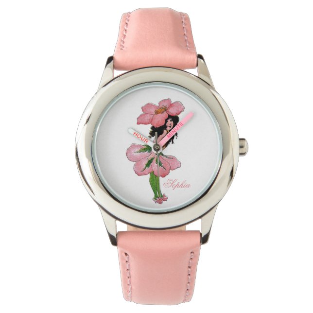 Wild Rose Cute Flower Child Floral Funny Girl Watch (Front)