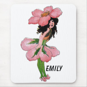 Wild Rose Cute Flower Child Floral Vintage Girl Mouse Pad