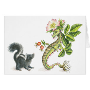 Wild Rose Dragon & skunk - card