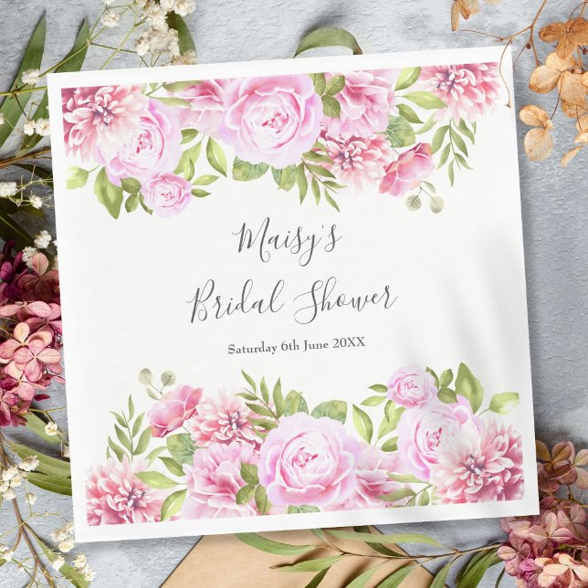 Wild Rose Floral Bridal Shower Napkins (Creator Uploaded)