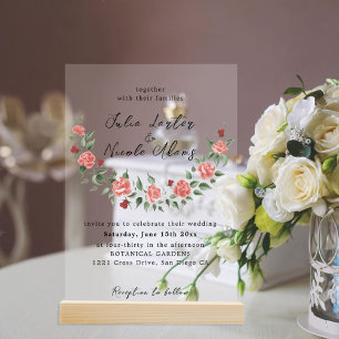 Wild Rose Floral Petals Garden Affair Wedding Acrylic Invitations