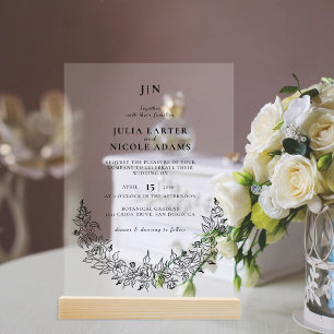 Wild Rose Floral Petals Garden Affair Wedding Acrylic Invitations