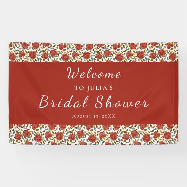 Wild Rose Floral Petals Garden Affair Wedding Banner (Horizontal)