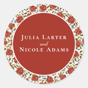 Wild Rose Floral Petals Garden Affair Wedding Classic Round Sticker