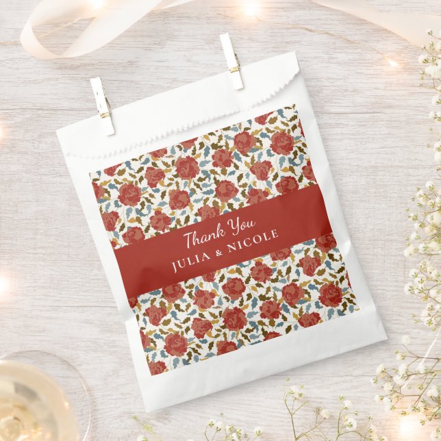 Wild Rose Floral Petals Garden Affair Wedding Favor Bag (Clipped)