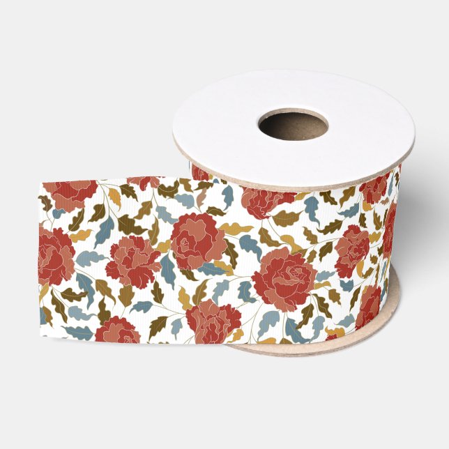 Wild Rose Floral Petals Garden Affair Wedding Grosgrain Ribbon (Spool)