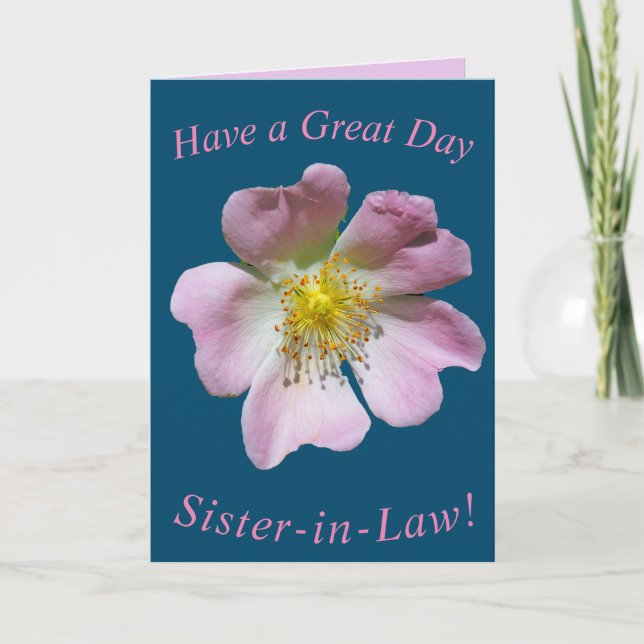 Wild Rose Flower Birthday Card for Sister-in-Law (Front)