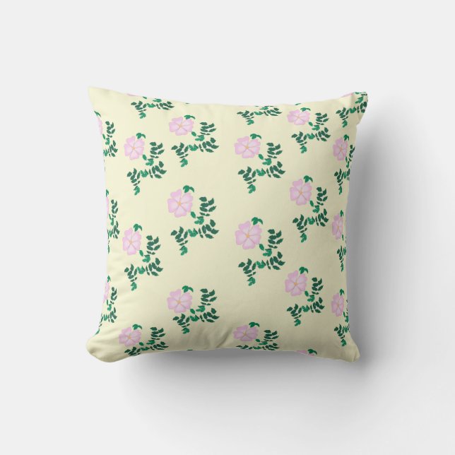 Wild Rose Flower  Throw Pillow (Front)
