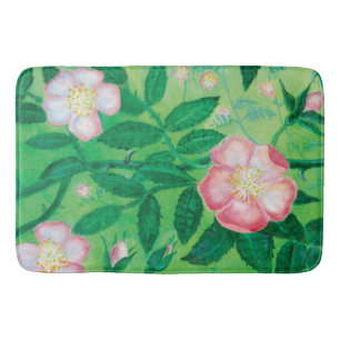 Wild rose flowers bath mat