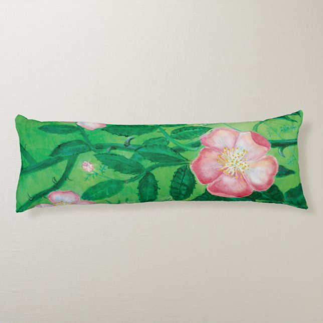 Wild rose flowers  body pillow (Back)
