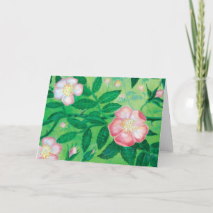 Wild rose flowers holiday card