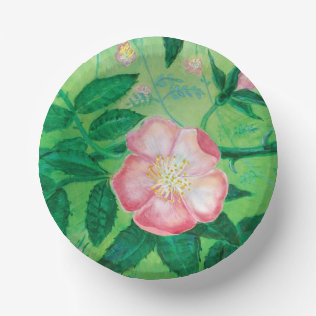 Wild rose flowers Illustration  Paper Bowls (Front)
