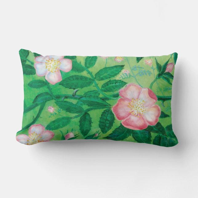 Wild rose flowers   lumbar pillow (Front)