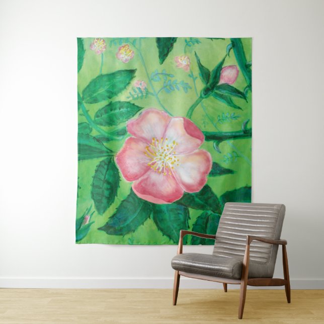 Wild rose flowers  tapestry (In Situ)