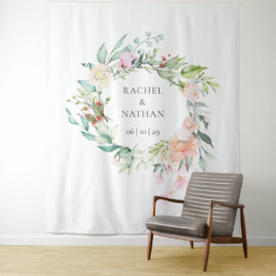 Wild Rose Garland Wedding Photo Booth Backdrop