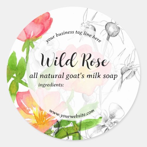 Wild Rose Handmade Soap Skincare Product Label