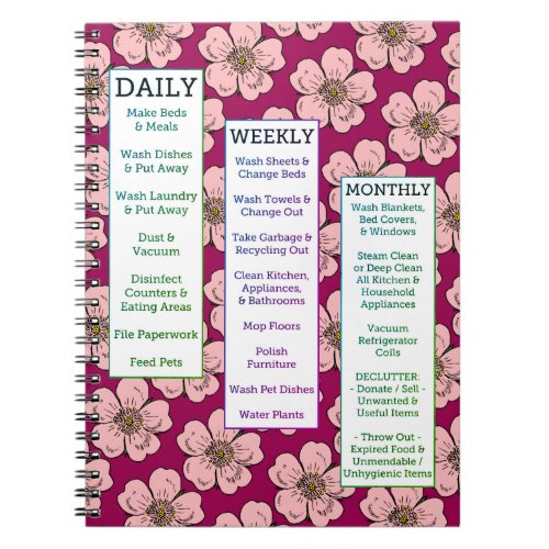 Wild Rose Happy Home Spring Cleaning Notebook