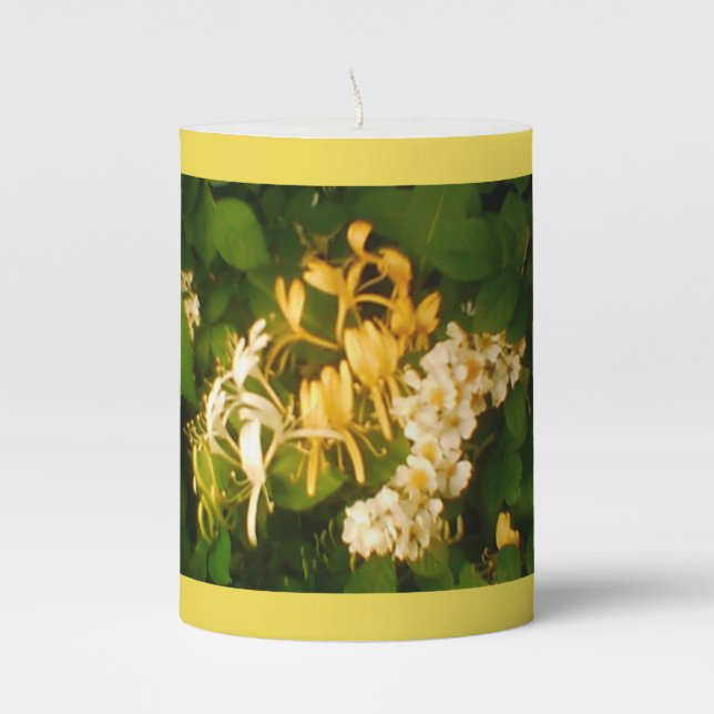 Wild Rose Honeysuckle Pillar Candle (Front)