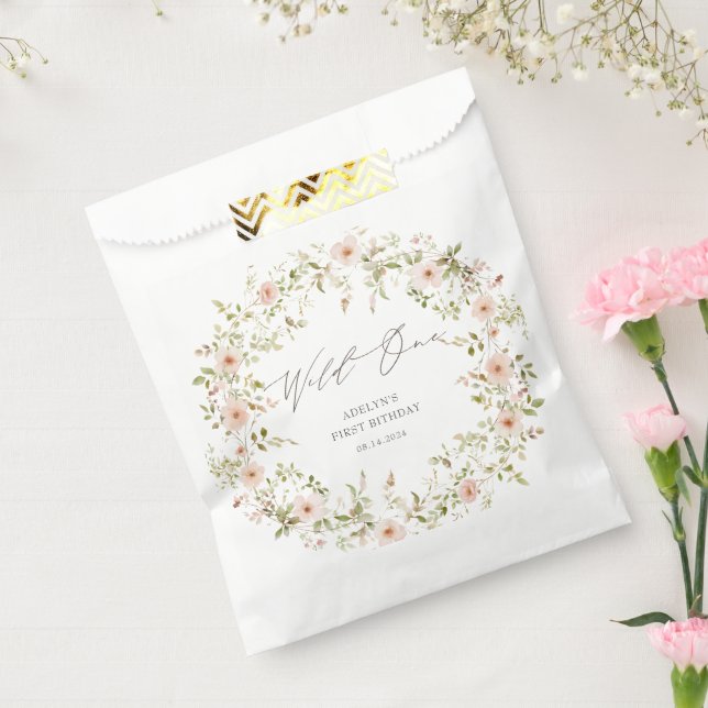 Wild Rose Kids First Birthday Paper Favor Bag (Sealed)