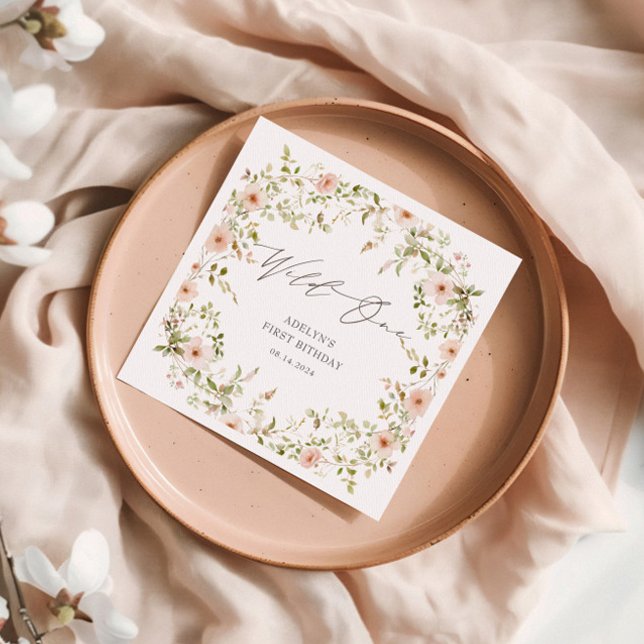 Wild Rose Kids First Birthday Paper Napkins (Creator Uploaded)