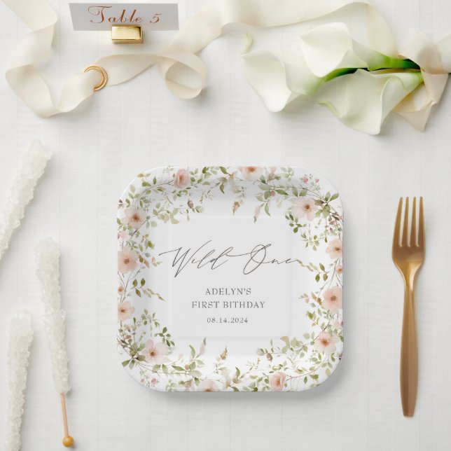 Wild Rose Kids First Birthday Paper Plate (Wedding)