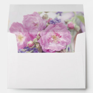 Wild Rose & Lavender Summer Flower Wedding Envelope