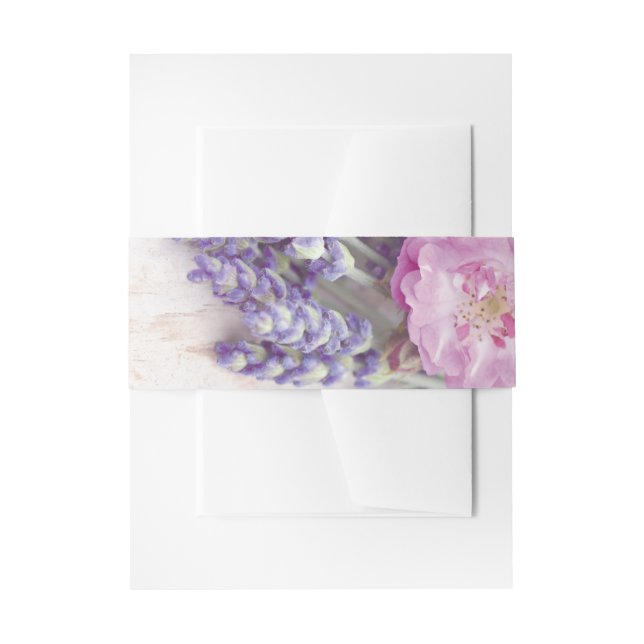 Wild Rose & Lavender Summer Flower Wedding Invitation Belly Band (Front Example)
