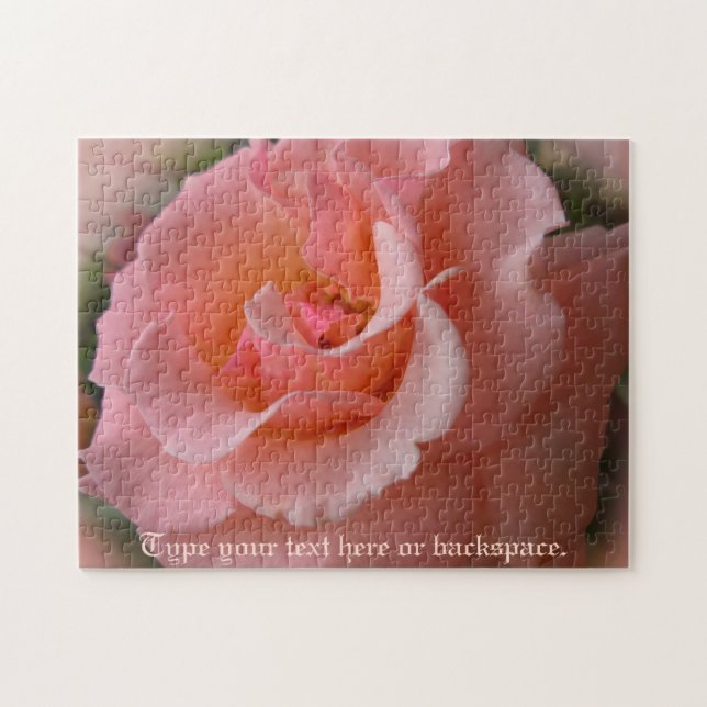 Wild Rose Puzzle Personalized Peach Rose Puzzles (Horizontal)