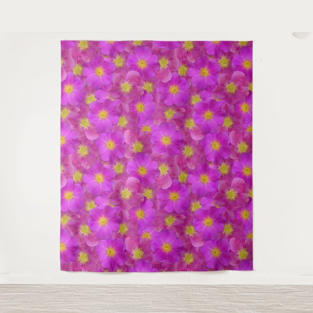 Wild Rose Seamless Pattern Tapestry (Front)